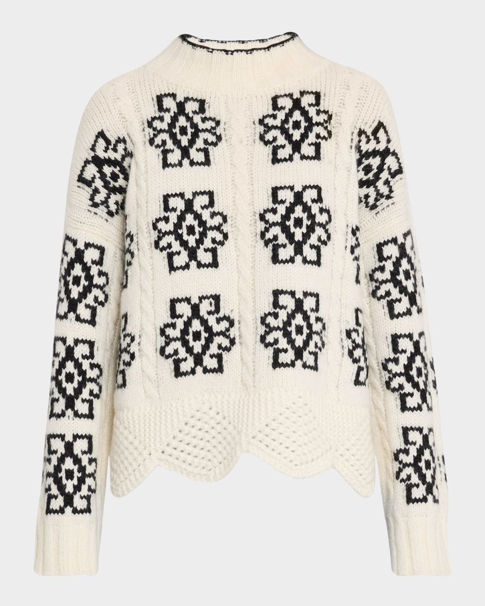 Sienna Cable-Knit Intarsia Sweater